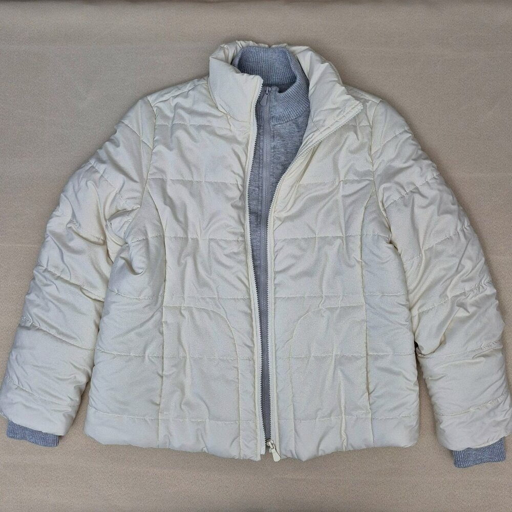 Charter Club Puffer 2-Layer Jacket Sz L Long Sleeve Ribbed Cuff Pockets